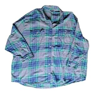 Old Navy Casual Plaid Shirt - Blue and Green